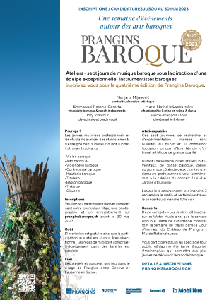 Prangins Baroque 2023 - Flyer pour jeunes musiciens